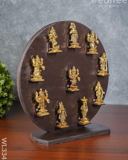 Brass Dasavathar Idols With Wooden Frame - Wl3341 Decor