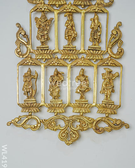 Brass Dasavathar Vertical Frame With Brown Antique Finish - Wl4190 Wall Hanging