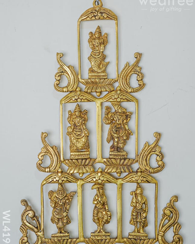 Brass Dasavathar Vertical Frame With Brown Antique Finish - Wl4190 Wall Hanging