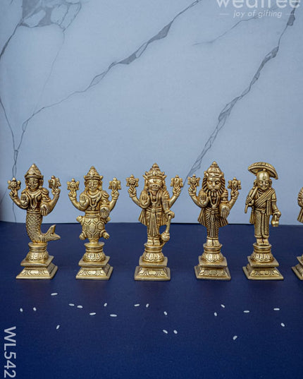Brass Dasavatharam Idols - 5 inch - WL5427 - Brass Figurines