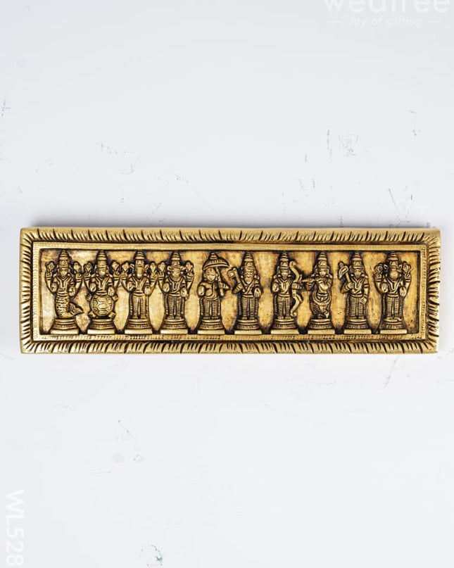 Brass Dasavatharam Plate Wall Hanging - 13 inch - WL5281 - Brass Wall Hanging