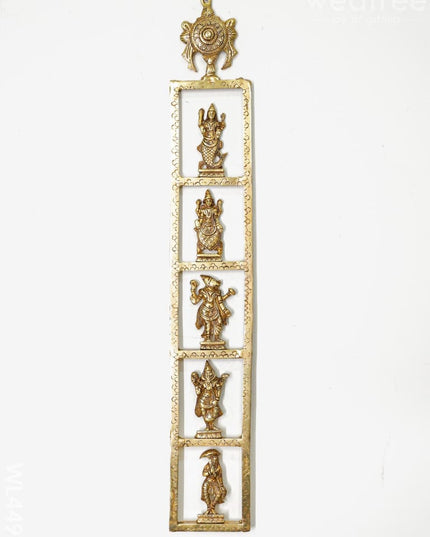 Brass Dasavatharam Vertical Frame With Shank Chakra - Set Of 2 Wl4492 Wall Hanging