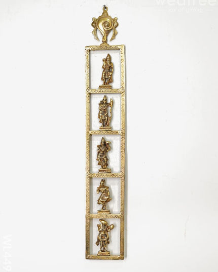 Brass Dasavatharam Vertical Frame With Shank Chakra - Set Of 2 Wl4492 Wall Hanging