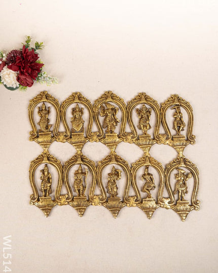 Brass Dasavatharam Wall Hanging - 18 inch - WL5143 Brass Wall Hanging
