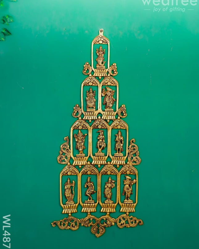 Brass Dasavatharam Wall Hanging - 30 inch - WL4875 Brass Wall Hanging