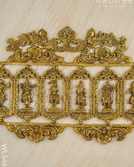 Brass Dasavatharam Wall Hanging - 36 inch - WL5462 - Brass Wall Hanging