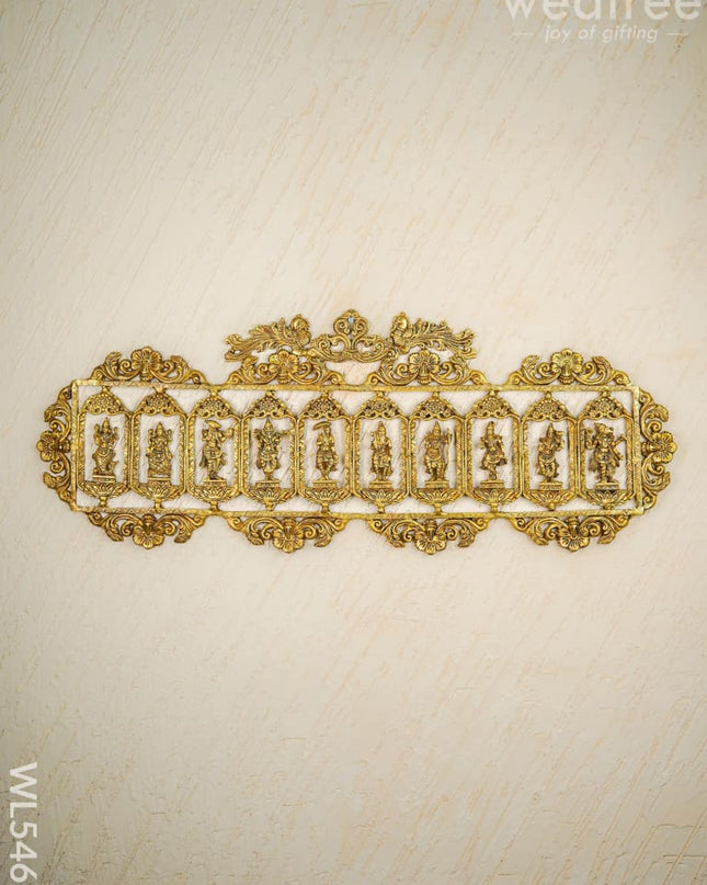 Brass Dasavatharam Wall Hanging - 36 inch - WL5462 - Brass Wall Hanging
