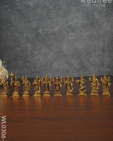 Brass Dasavathar Idols (Brown Antique Finish) - 2.3 Inch Wl0306-3 Figurines