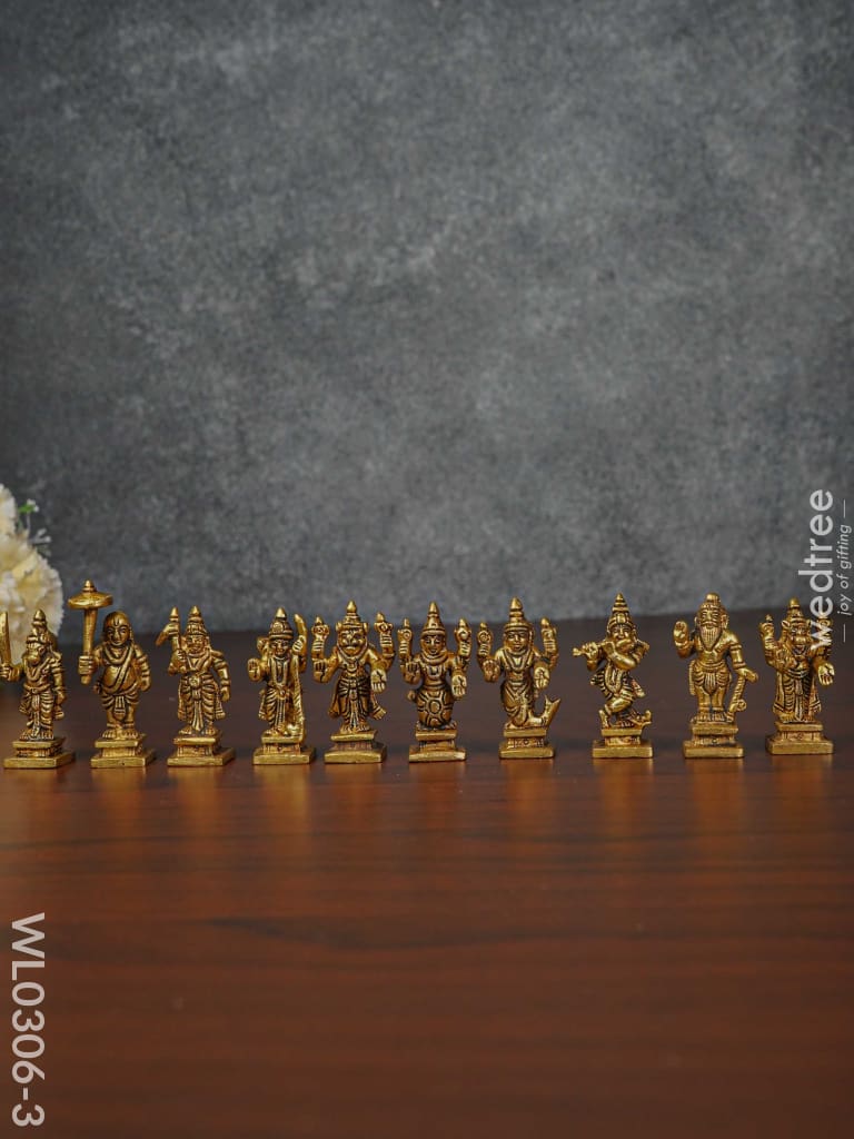 Brass Dasavathar Idols (Brown Antique Finish) - 2.3 Inch Wl0306-3 Figurines