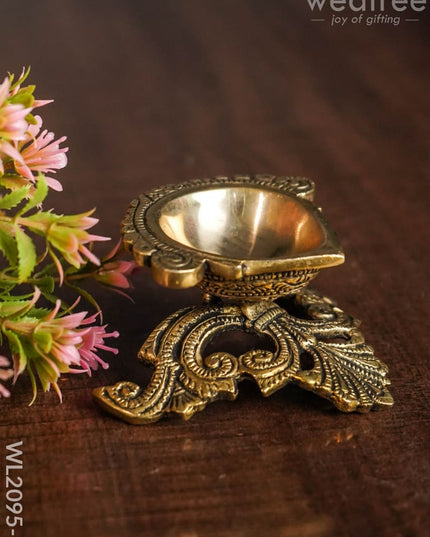Brass Decorative Diya - Antique - WL2095-2 - Brass Diya