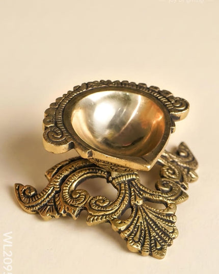 Brass Decorative Diya - Antique - WL2095-2 - Brass Diya