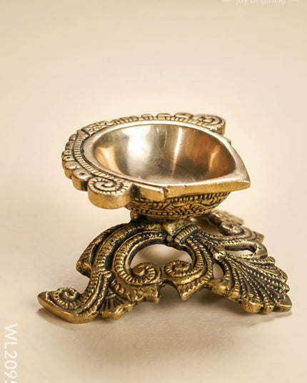 Brass Decorative Diya - Antique - WL2095-2 - Brass Diya