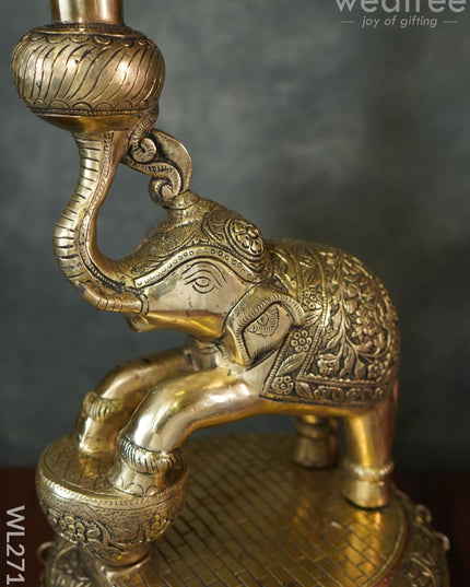 Brass Decorative Elephant 5 Face Diya With Bells - Wl2712