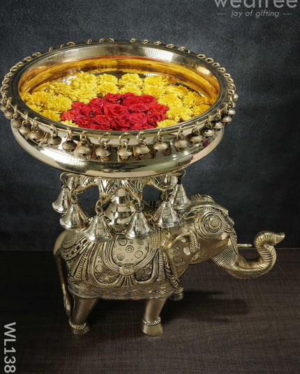 Brass Decorative Elephant Urli - Wl1381