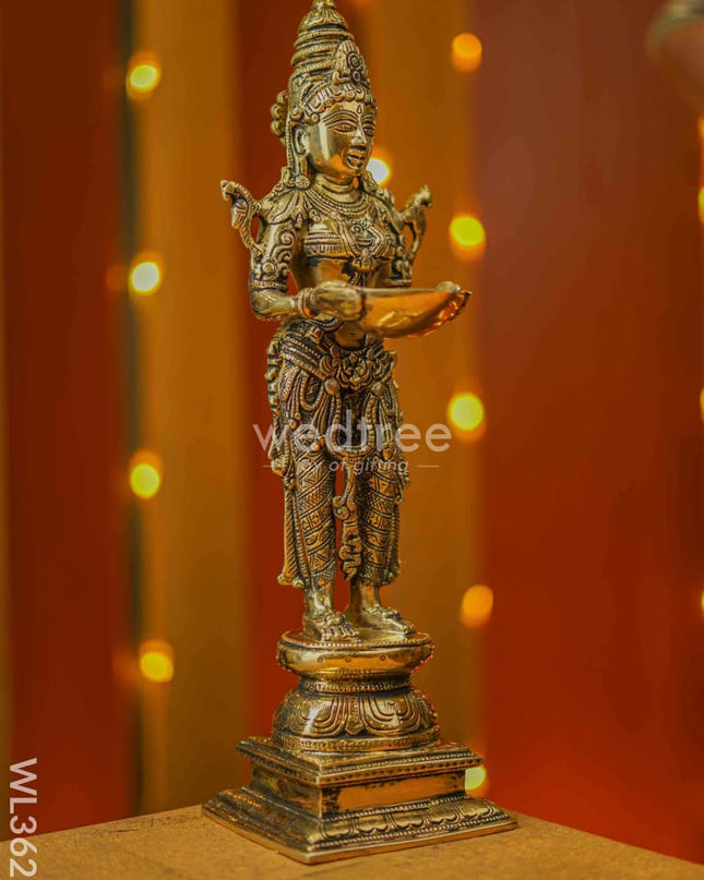 Brass Deep Lakshmi Idol - 18 Inch Wl3621 Diya