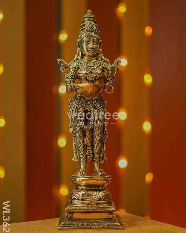 Brass Deep Lakshmi Idol - 18 Inch Wl3621 Diya