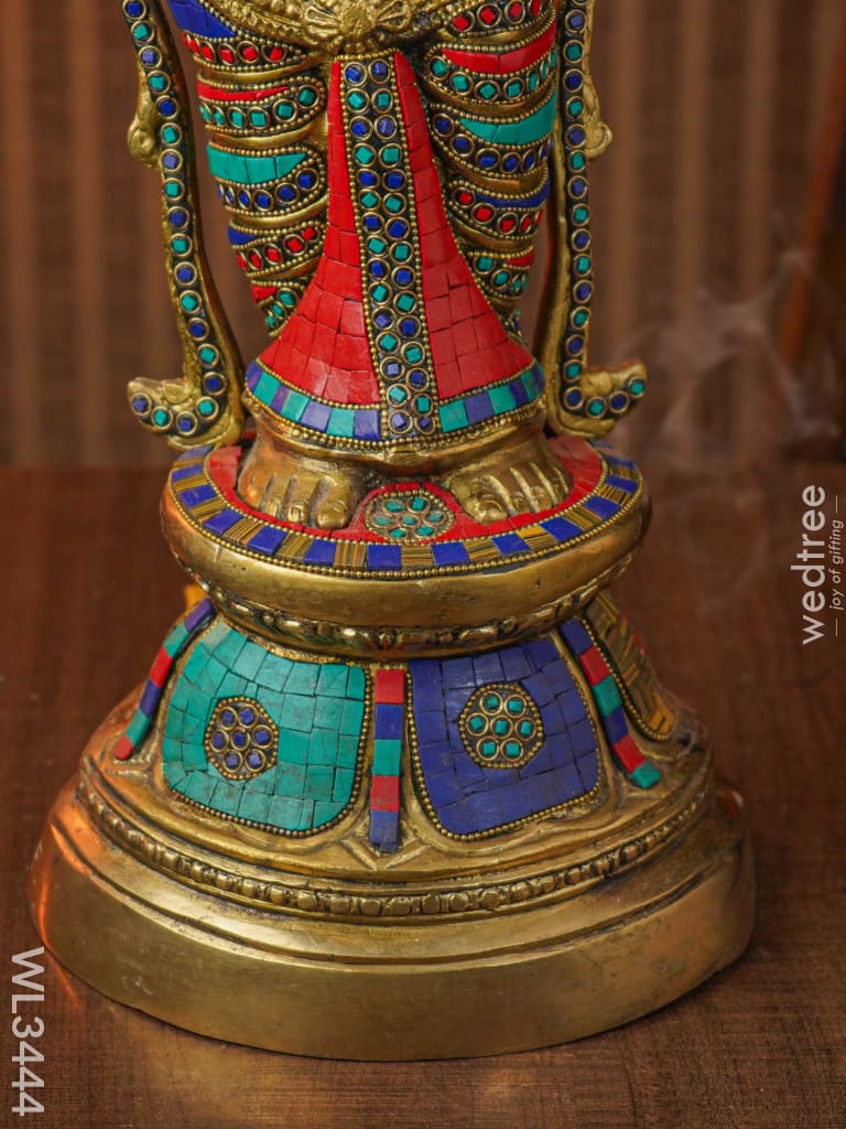 Brass Deep Lakshmi (Paavai Vilaku) With Stone Work - Wl3444 Diya