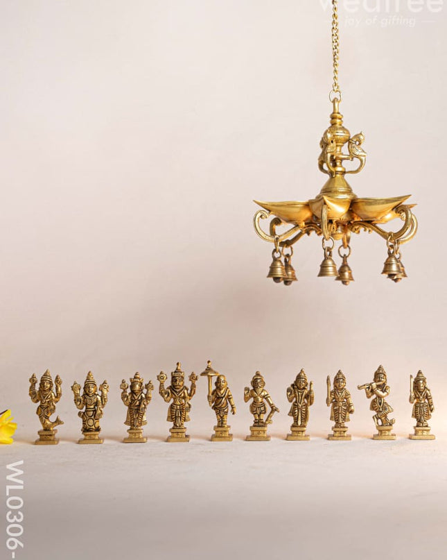 Brass Dhasavathar Idols (Brown Antique Finish) - 3.5 inch - WL0306-2 - Brass Figurines