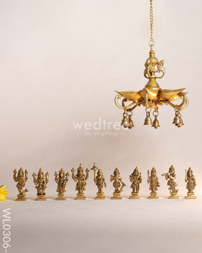 Brass Dhasavathar Idols (Brown Antique Finish) - 3.5 inch - WL0306-2 Brass Figurines