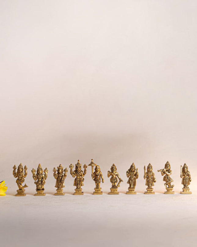 Brass Dhasavathar Idols (Brown Antique Finish) - 3.5 inch - WL0306-2