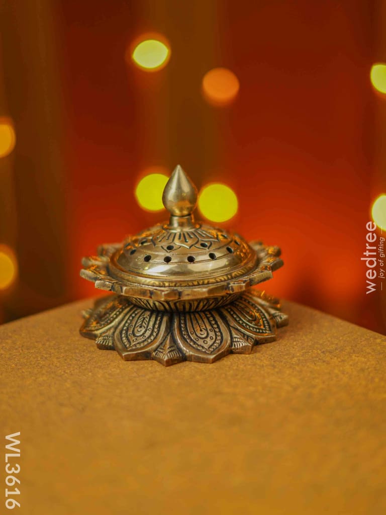 Brass Dhoop Dhani With Lotus Base - Wl3616 Utility