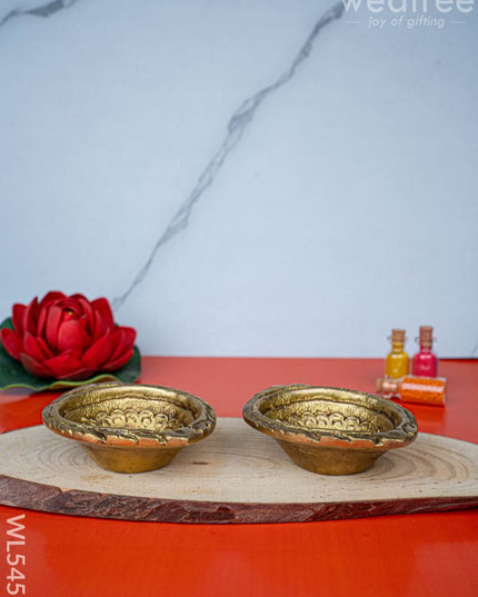 Brass Diya - Set of 2 - 3 inch - WL5455 - Brass Diya