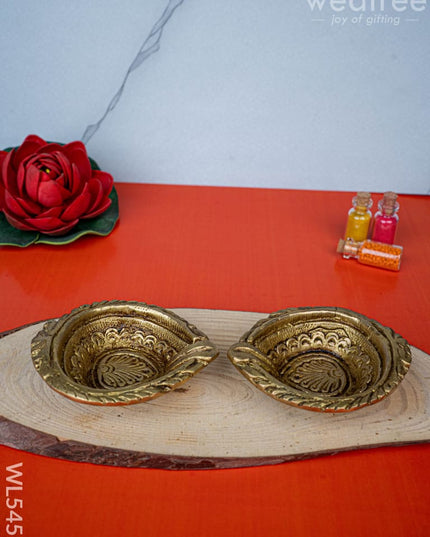 Brass Diya - Set of 2 - 3 inch - WL5455 - Brass Diya