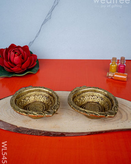 Brass Diya - Set of 2 - 3 inch - WL5455 - Brass Diya