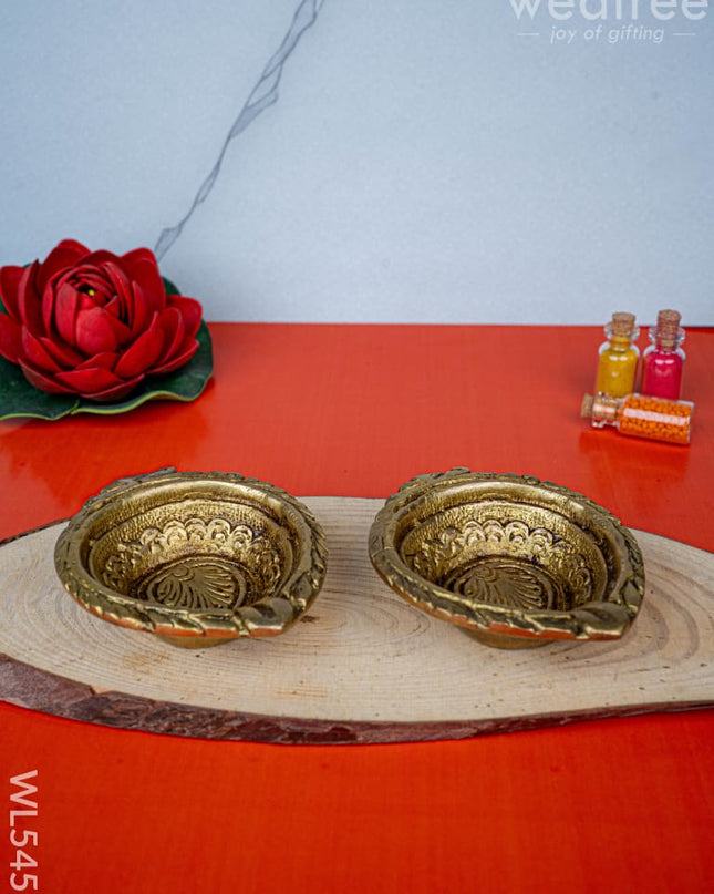 Brass Diya - Set of 2 - 3 inch - WL5455 - Brass Diya