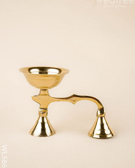 Brass Diya with Handle - 4 inch - WL5860 - Brass Diya
