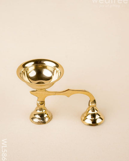 Brass Diya with Handle - 4 inch - WL5860 - Brass Diya