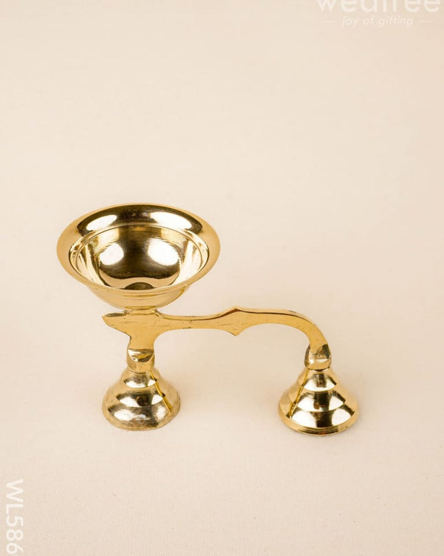 Brass Diya with Handle - 4 inch - WL5860 - Brass Diya