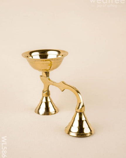 Brass Diya with Handle - 4 inch - WL5860 - Brass Diya
