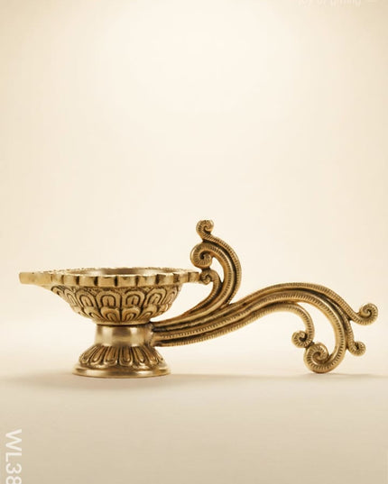 Brass Diya with Handle (Superfine Finish) - WL3853 - Brass Diya