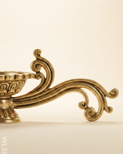 Brass Diya with Handle (Superfine Finish) - WL3853 - Brass Diya