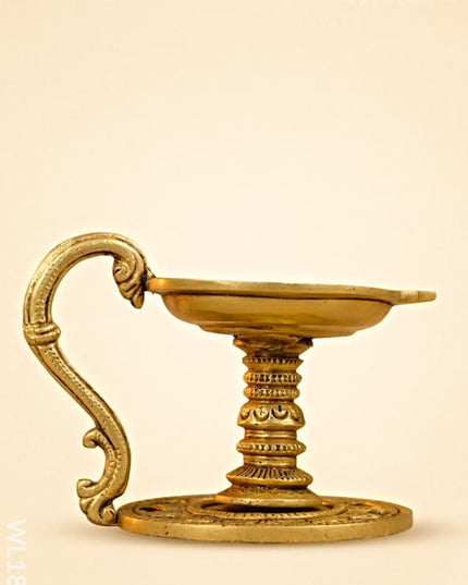 Brass Diya With Handle - WL1810 - Brass Diya