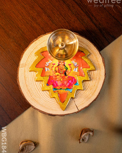 Brass Diya with Leaf - WBG1842 - Brass Diya RG