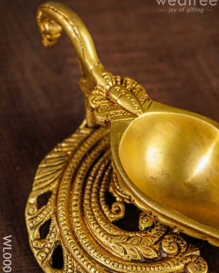 Brass Diya With Leaf - Wl0009