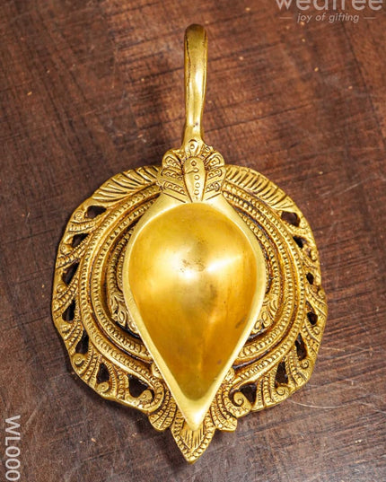 Brass Diya With Leaf - Wl0009