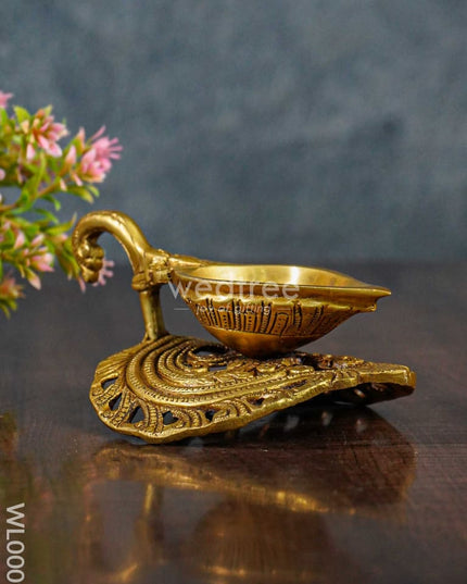 Brass Diya With Leaf - Wl0009