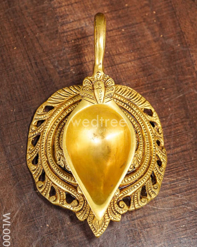 Brass Diya With Leaf - Wl0009
