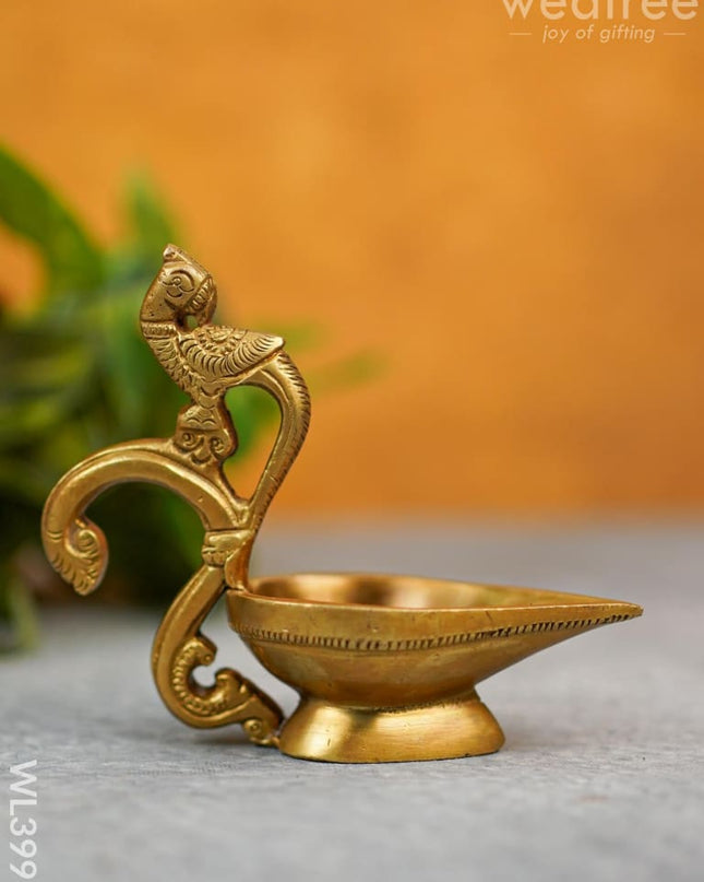 Brass Diya With Annapakshi Handle - Wl3993