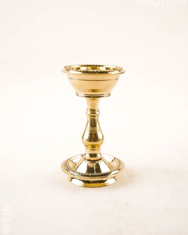 Brass Diya with Stand - 4 inch - WL5988 - Brass Diya