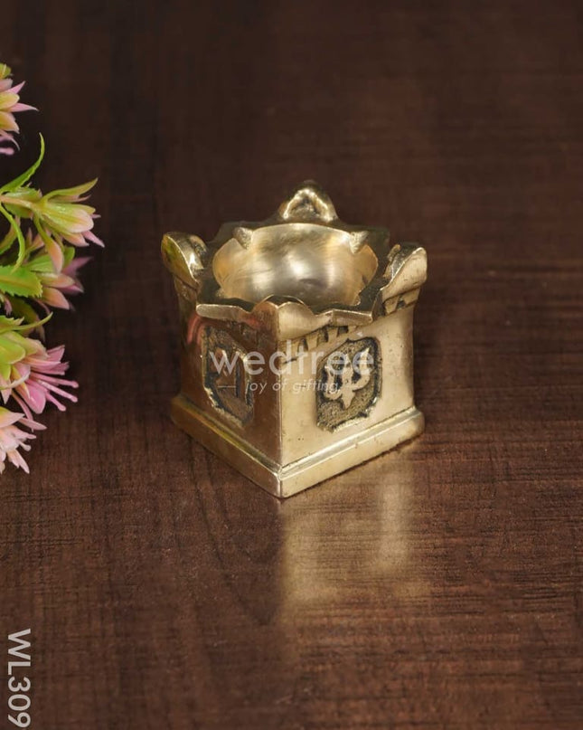 Brass Diya With Tulasi Maadam - Wl3099