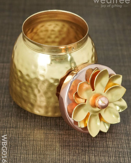Brass Dry Fruit Container With Copper Lid - Wbg0165 Box