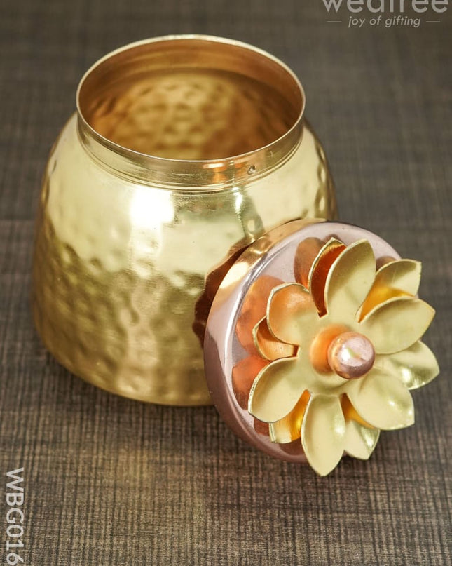 Brass Dry Fruit Container With Copper Lid - Wbg0165 Box