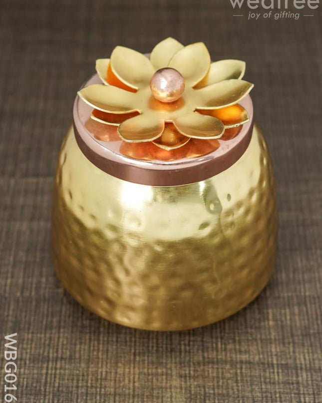 Brass Dry Fruit Container With Copper Lid - Wbg0165 Box