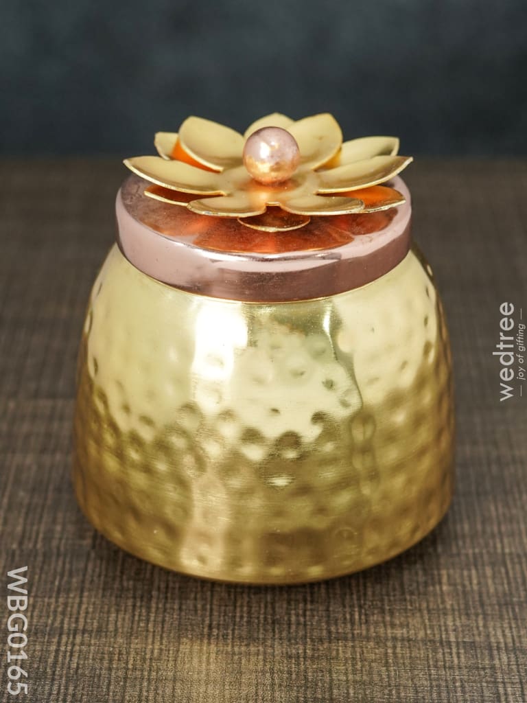 Brass Dry Fruit Container With Copper Lid - Wbg0165 Box