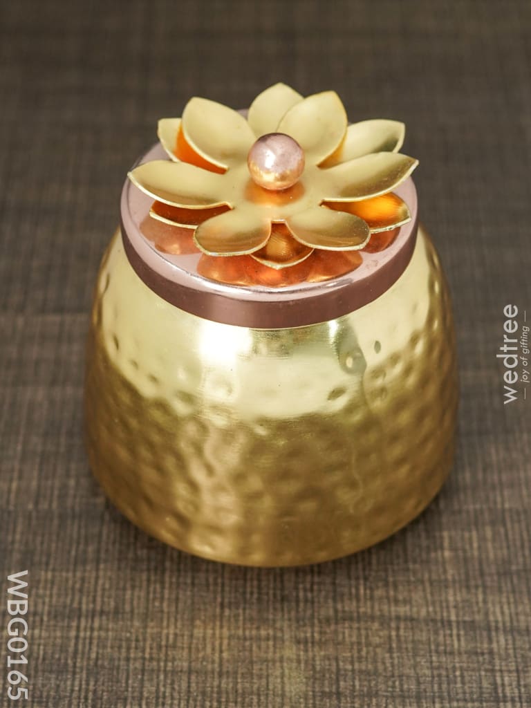 Brass Dry Fruit Container With Copper Lid - Wbg0165 Box
