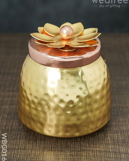 Brass Dry Fruit Container With Copper Lid - Wbg0165 Box